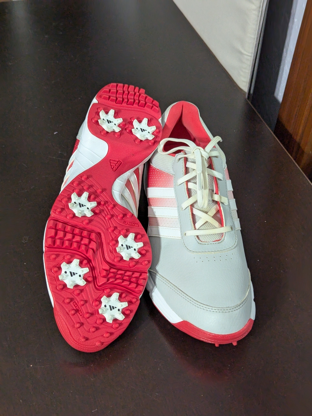 Adidas Women’s Red & White Spikeless Golf Shoes